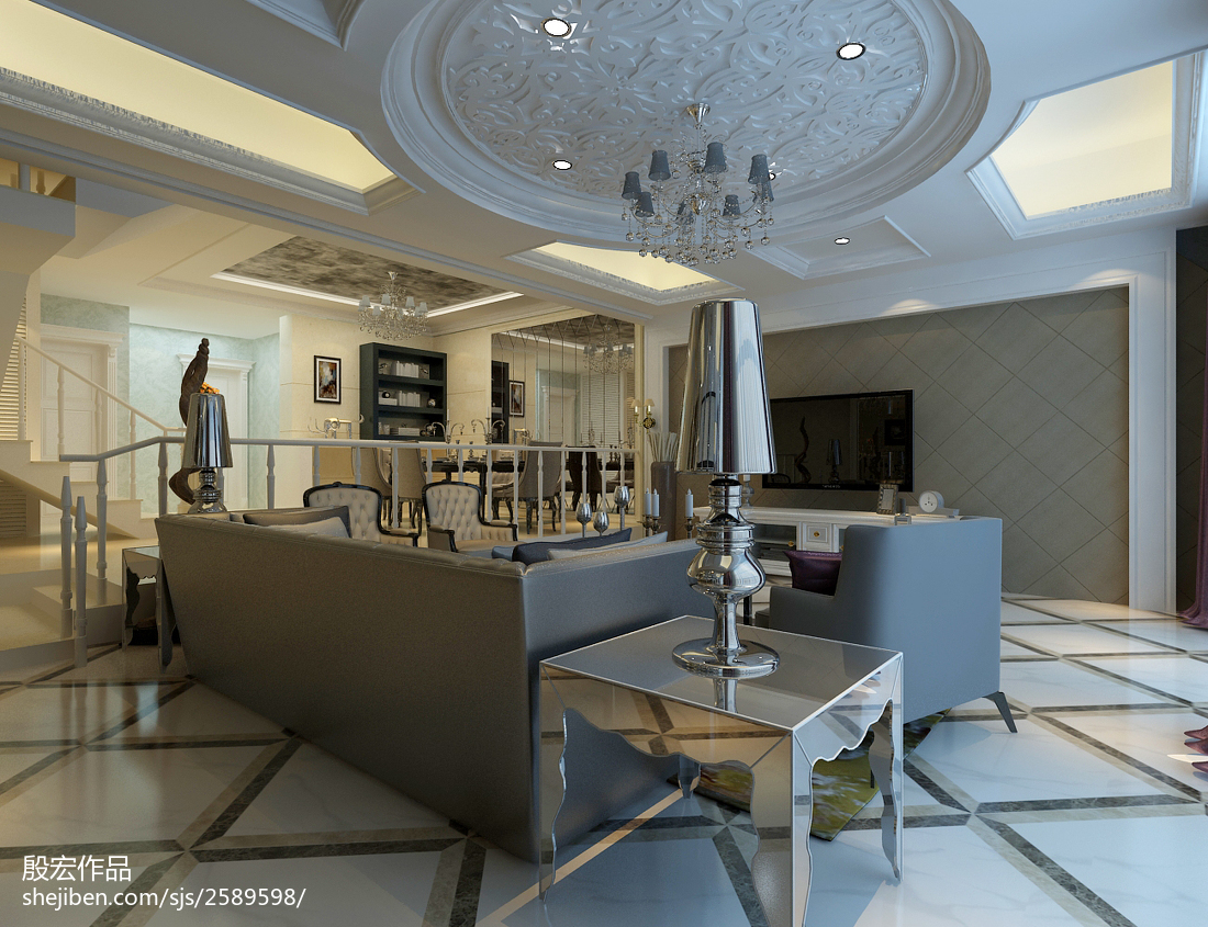 客廳浮雕圖案吊頂設(shè)計(jì) &ndash; 設(shè)計(jì)本裝修效果圖